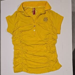 Apple Bottoms Yellow Ruched Women's Polo Shirt